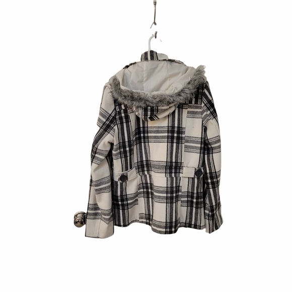 EUC YMI Plaid Winter Peacoat with Removable Faux Fur Hood - Picture 2 of 9
